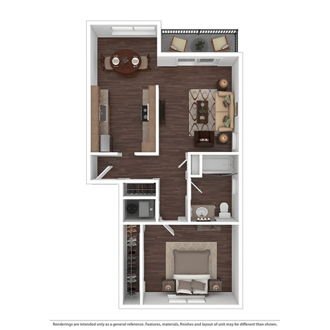 Floor plan for 1 bed, 1 bath